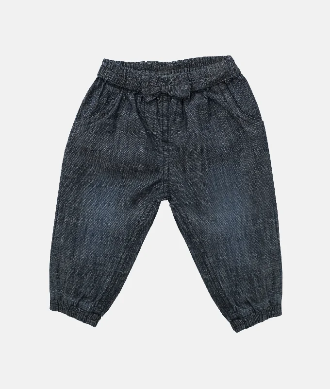 Girl's Dark Washed Denim Jogger Pant - 0-3 Months