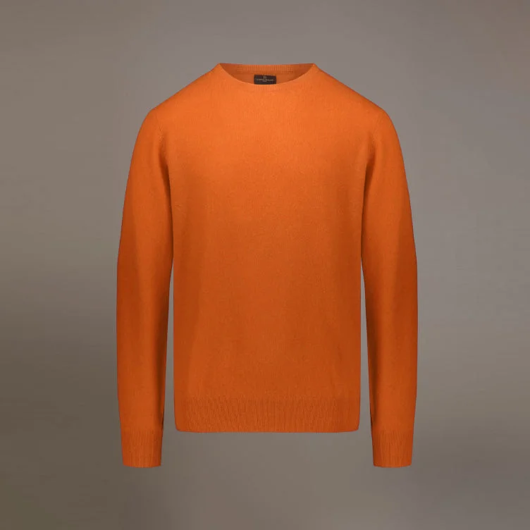 High-end Design Doppelganger - Men 'Orange' Lambswool Blend Crew Neck Sweater D297