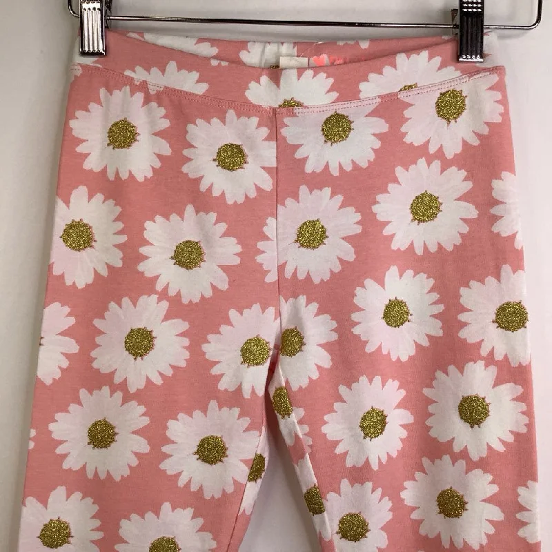 Size 12: Crewcuts Pink White & Sparkly Gold Flower Leggings NEW w/ Tag