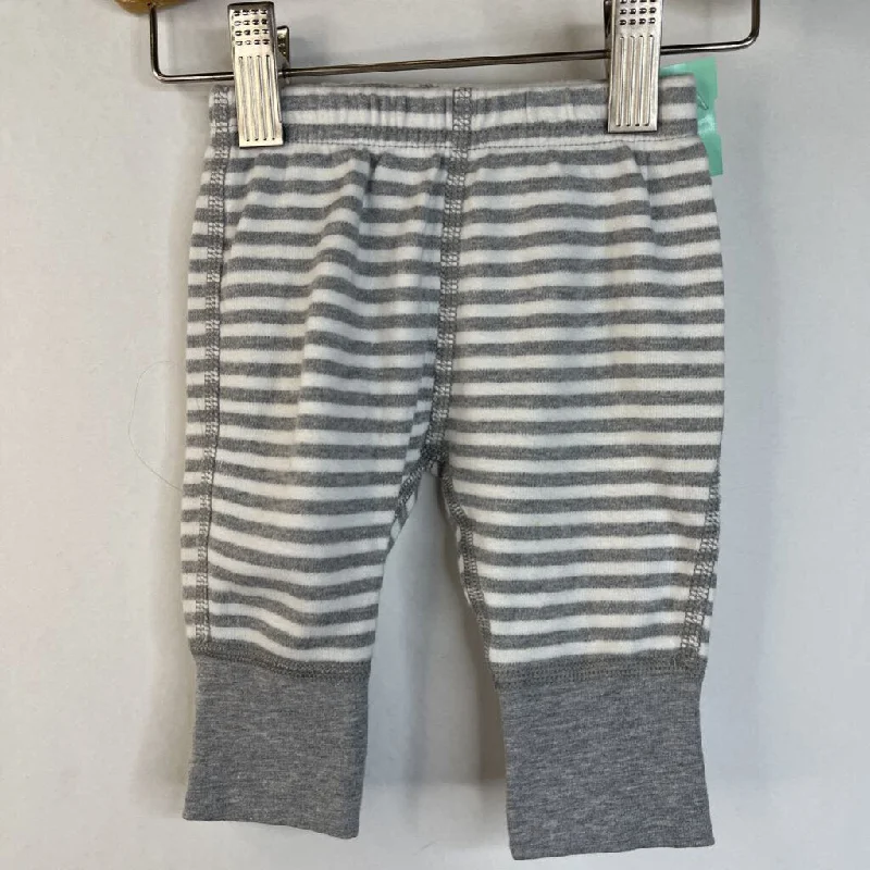 Size 0-3m (50): Hanna Andersson White/Grey Striped Leggings