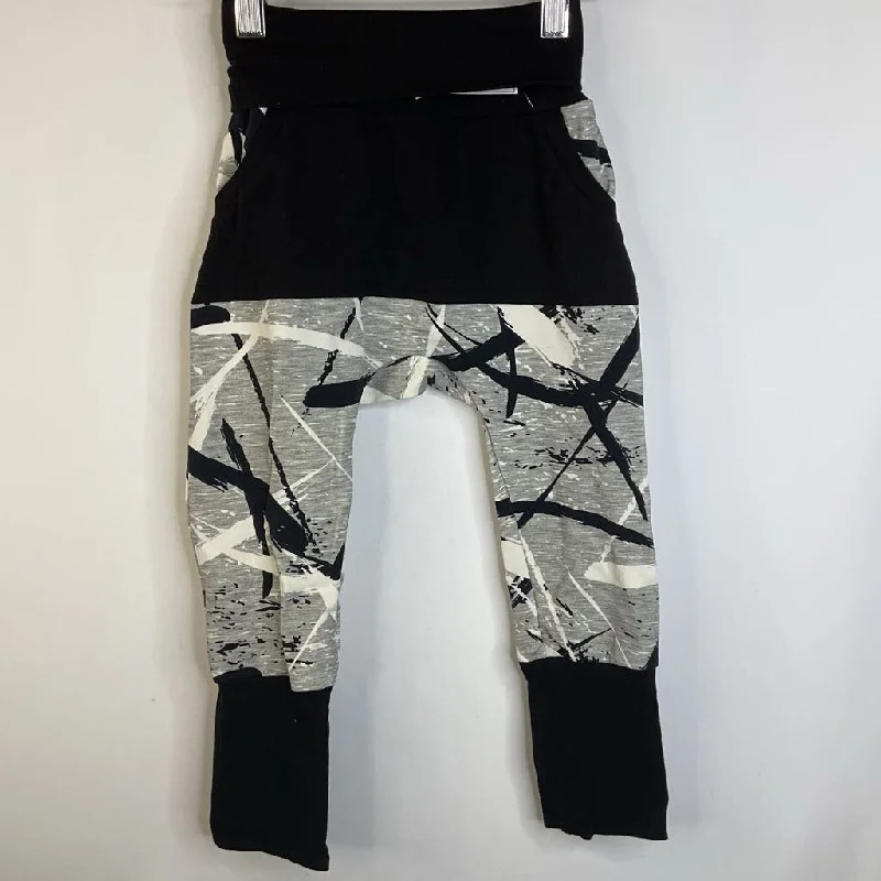 Size 12m-3: Beaneroobaby Grey/White & Black Swatches Leggings -NEW