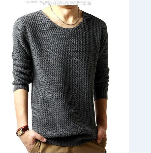 Relaxed-fit sweater pullover male winter knitting brand long sleeve with v-neck fitted sweater jersey size M-XXL