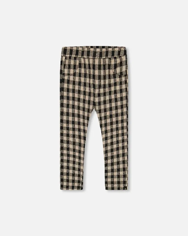 Treggings Plaid Black And Beige