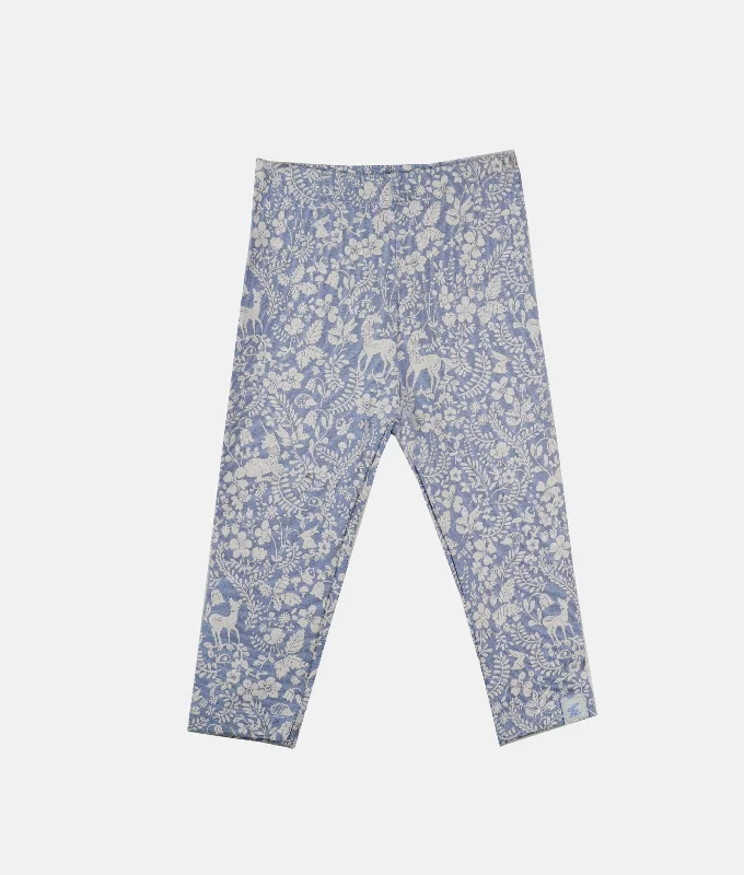 Girls Leggings - Ash Blue Floral Print