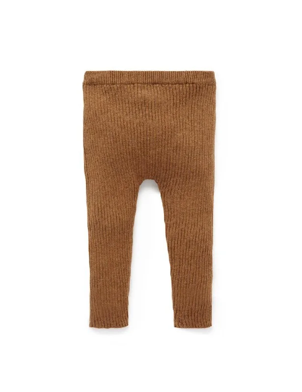 Purebaby Rib Knit Leggings - Acorn Melange