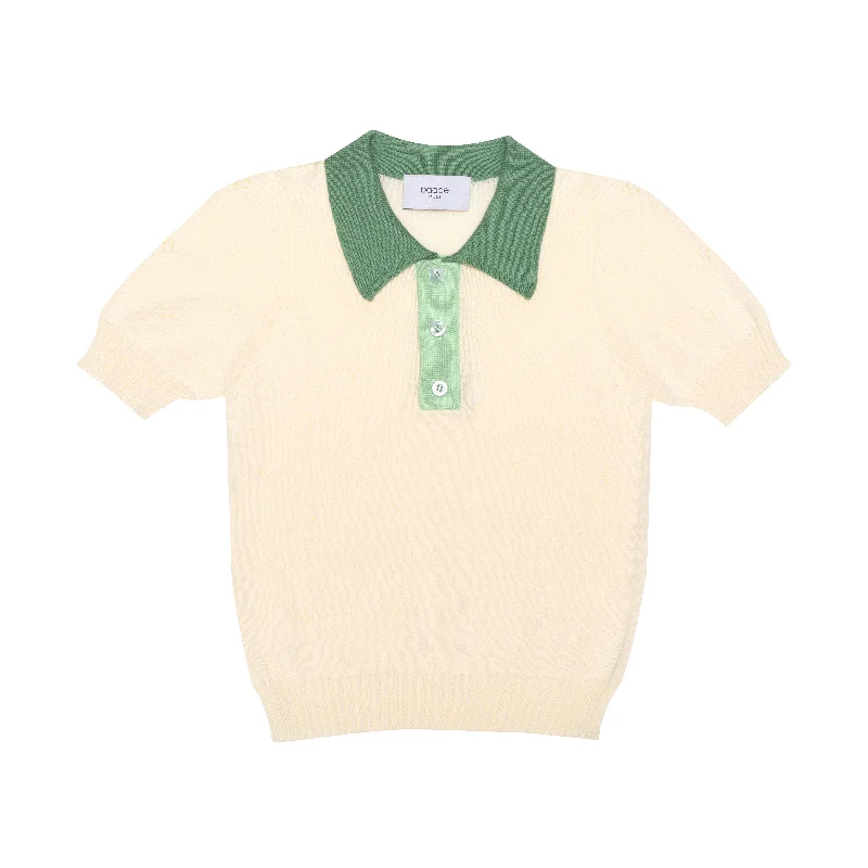 Seamless knit polo shirt-White