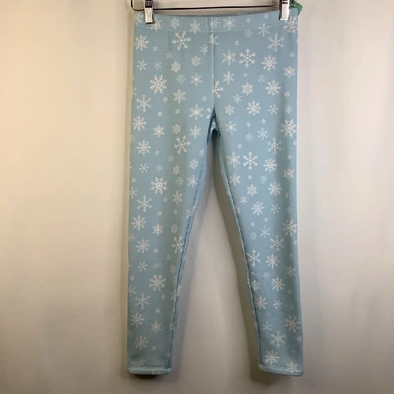 Size 10-12: Lands End Light Blue/White Snowflake Print Cozy Leggings