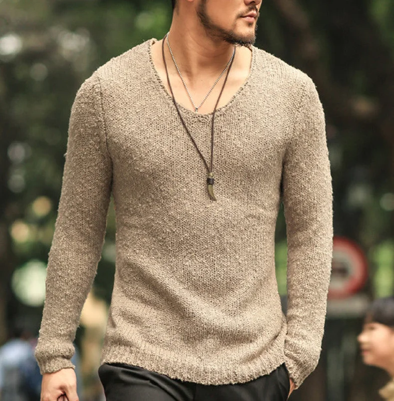 Pullover Men V neck Sweater Men's Slim Fit Pullovers Casual Sweater Knitwear Pull Homme High Quality Fashion