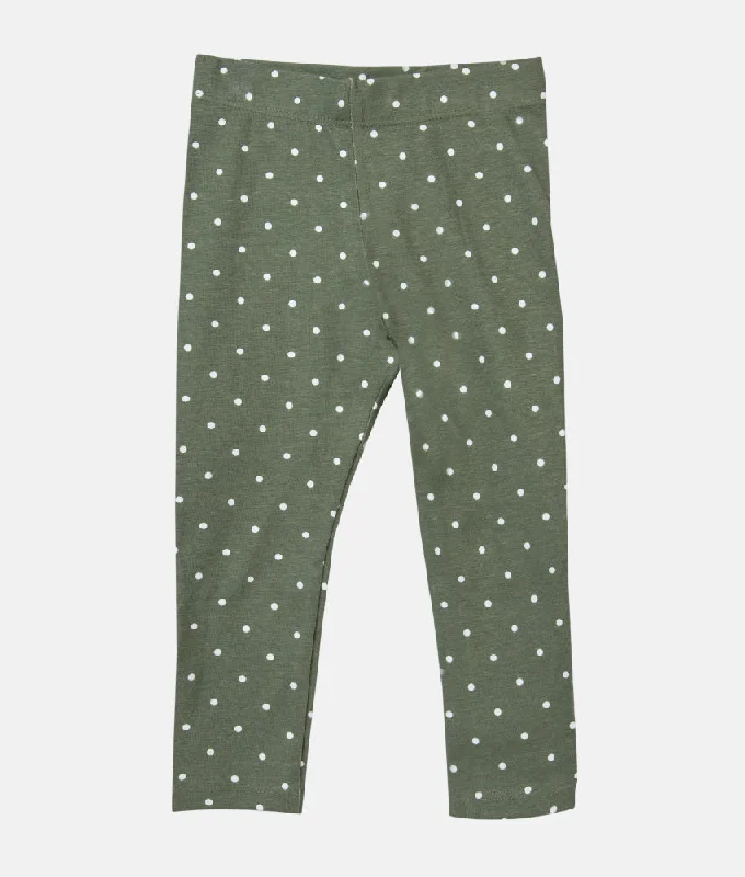 Girls Polka Dot Legging - Dark Olive Green