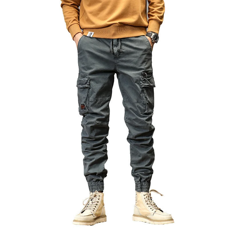 Casual Wear American Straight Multi-pocket Lace Trousers
