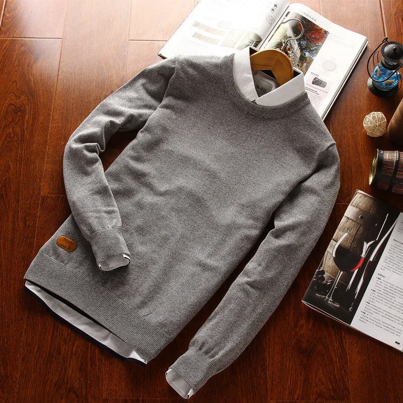 Men Classical Polo Sweater Man Causal Long Sleeve Cotton O Neck Spring Autumn Winter Pullovers Plus Size Knitwear