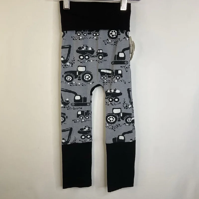 Size 6m-3: Beaneroobaby Grey/Black Construction Vehicles Leggings -NEW