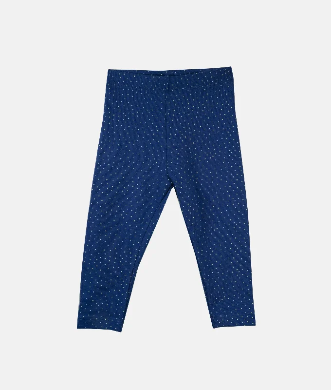 Girls Leggings - Blue White Dot Print