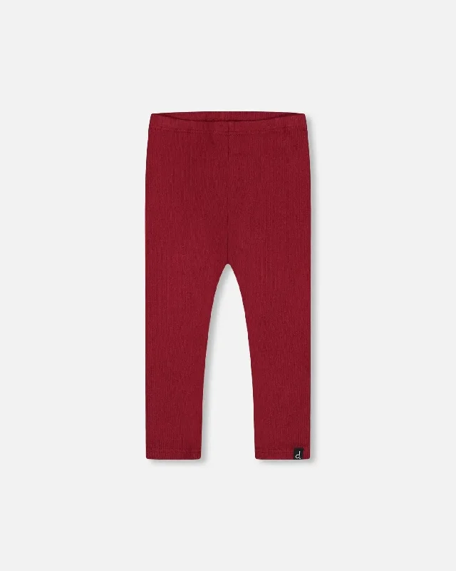 Rib Leggings Burgundy