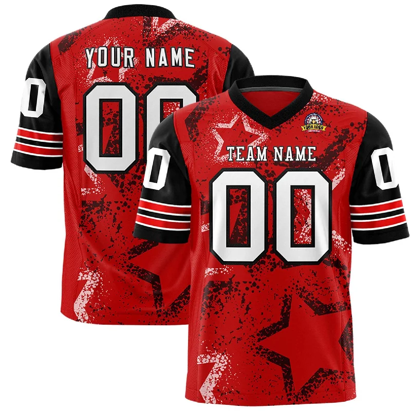 Custom Black Royal-White Personalized Star Pattern Design Authentic Football Jersey