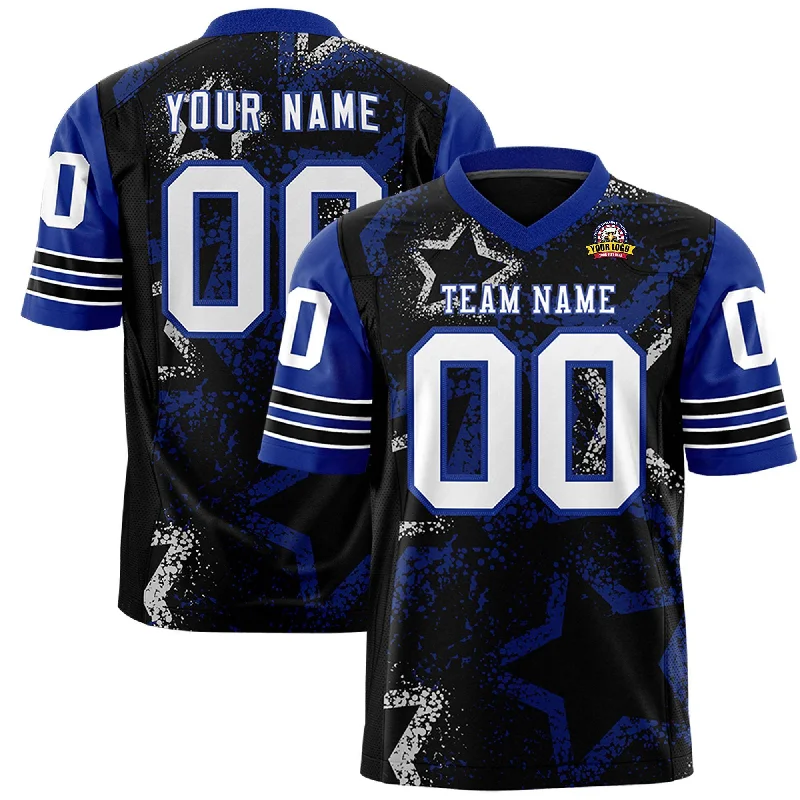 Custom Old Gold Black-White Personalized Star Pattern Design Authentic Football Jersey