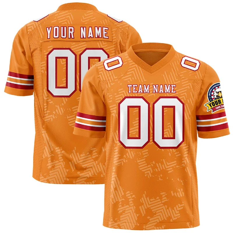 Custom Orange White-Red Green Personalized Graffiti Line Design Authentic Football Jersey