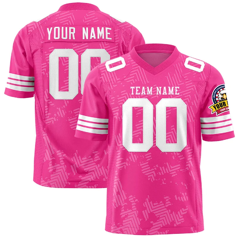 Custom Pink White Personalized Graffiti Line Design Authentic Football Jersey