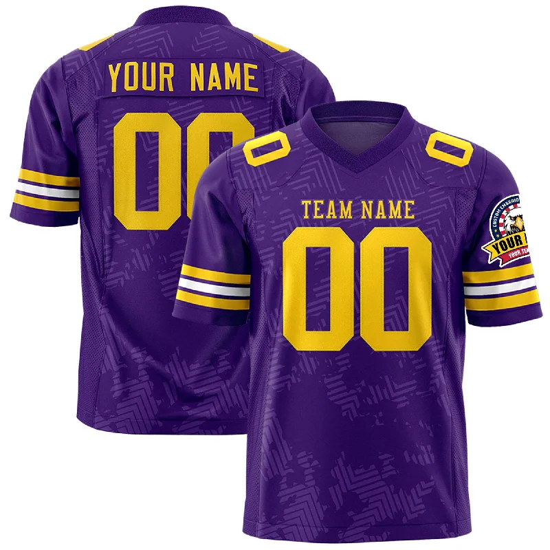 Custom Purple Gold Personalized Graffiti Line Design Authentic Football Jersey