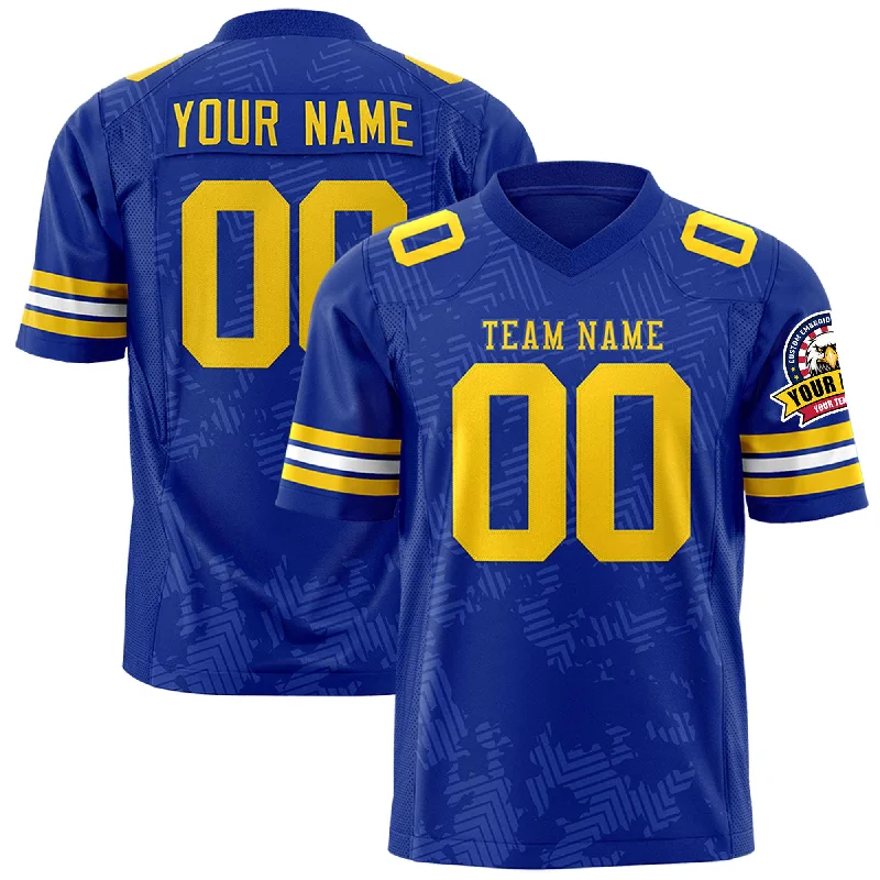 Custom Royal Gold Personalized Graffiti Line Design Authentic Football Jersey