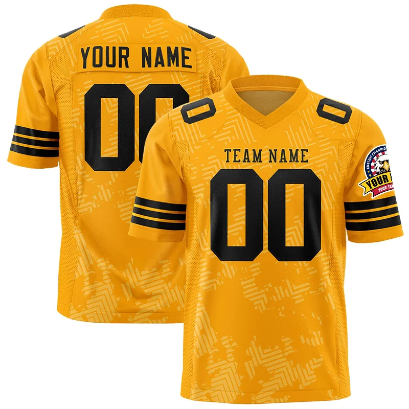 Custom Yellow Black Personalized Graffiti Line Design Authentic Football Jersey