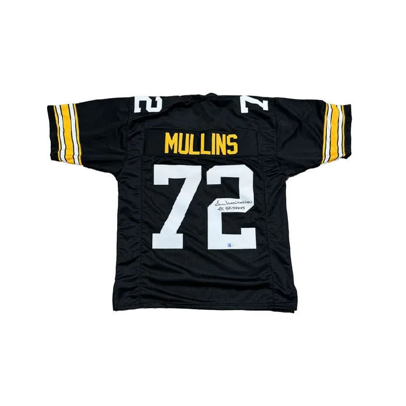 Gerry Mullins Signed Custom Black Football Jersey with "4X SB Champs"