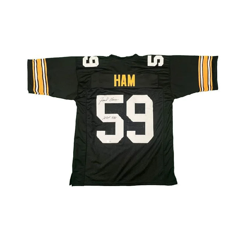 Comfortable And Cold-proof Jack Ham Signed Black Custom Jersey Inscribed 'HOF 88'