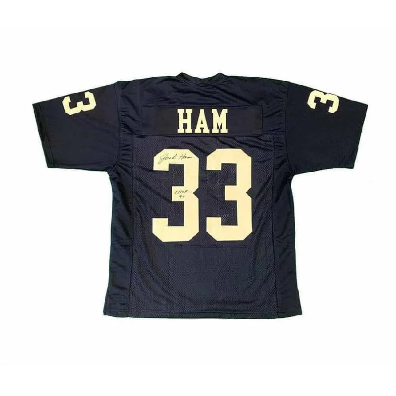 Jack Ham Signed Blue Custom College Jersey Inscribed CHOF 90