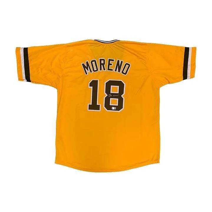 Omar Moreno Signed Custom Gold Baseball Jersey