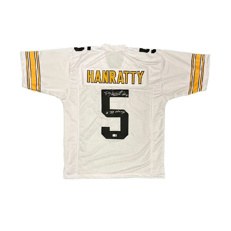 Terry Hanratty Signed Custom White Football Jersey 2X SB Champs