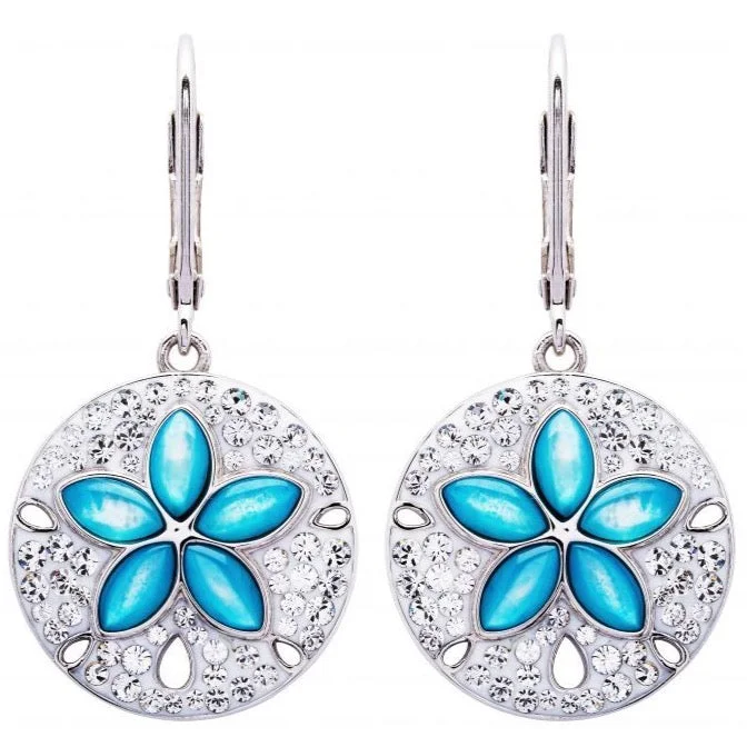 Aqua Mother of Pearl Sand Dollar Earrings