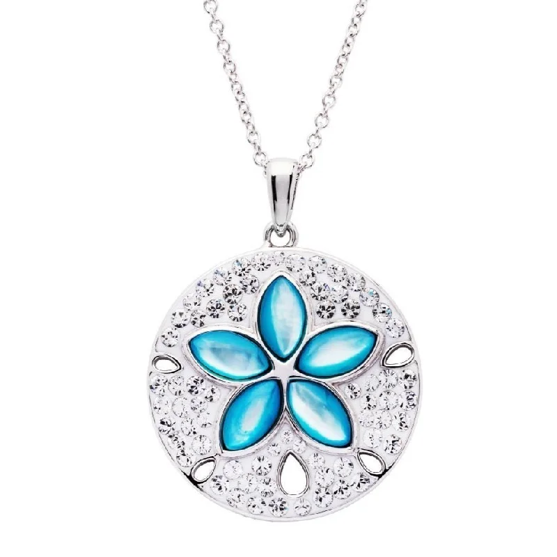 Aqua Mother of Pearl Sand Dollar Pendant