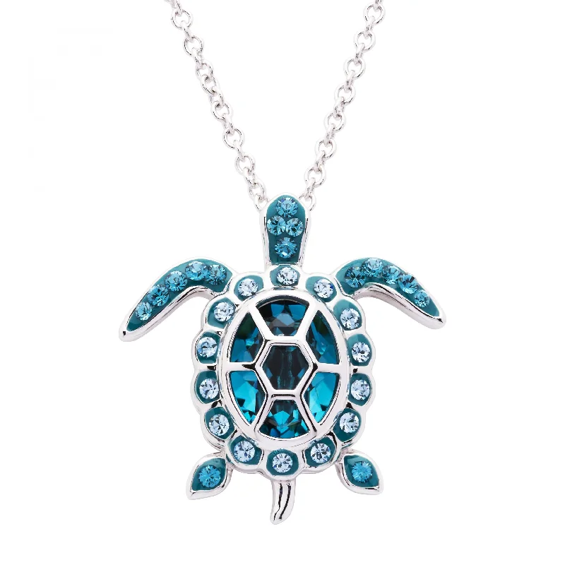 December Turtle Birthstone Pendant With Swarovski Crystals