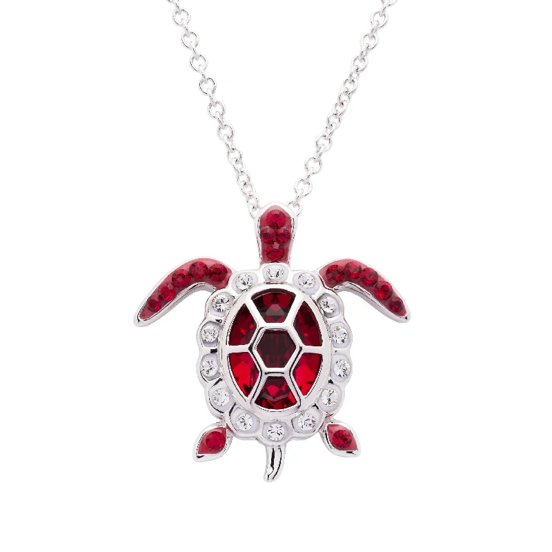 July Turtle Birthstone Pendant With Swarovski Crystals