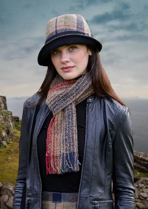 Mucros Skellig Scarf | Brown Navy Red