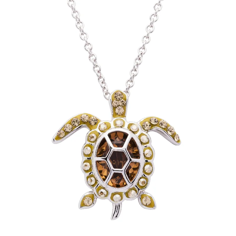 November Turtle Birthstone Pendant With Swarovski Crystals