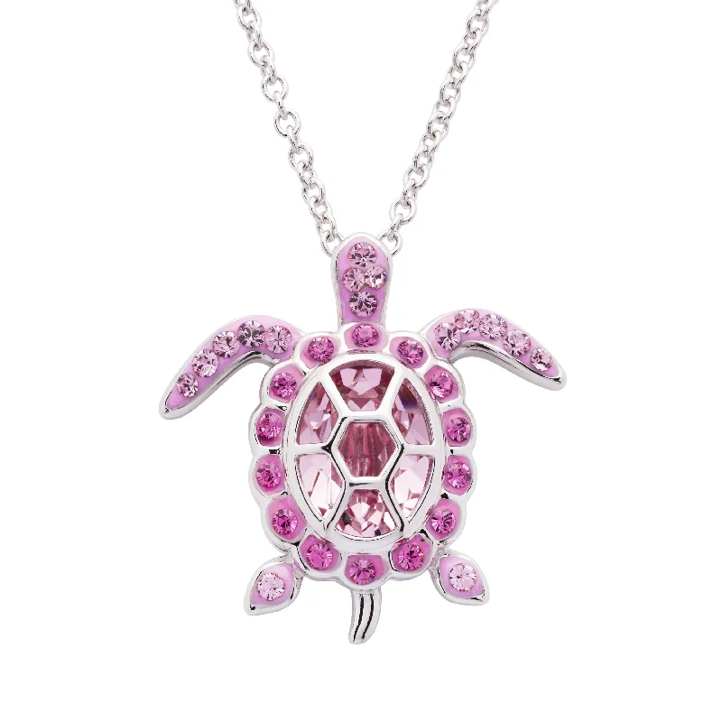 October Turtle Birthstone Pendant With Swarovski Crystals