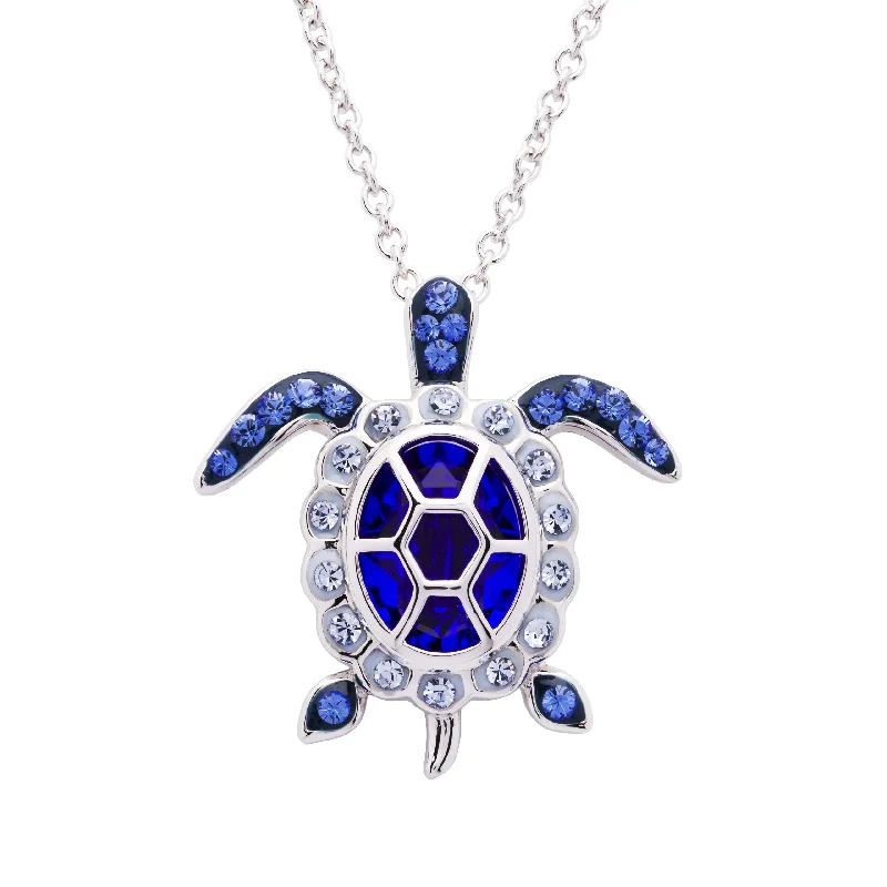 September Turtle Birthstone Pendant With Swarovski Crystals