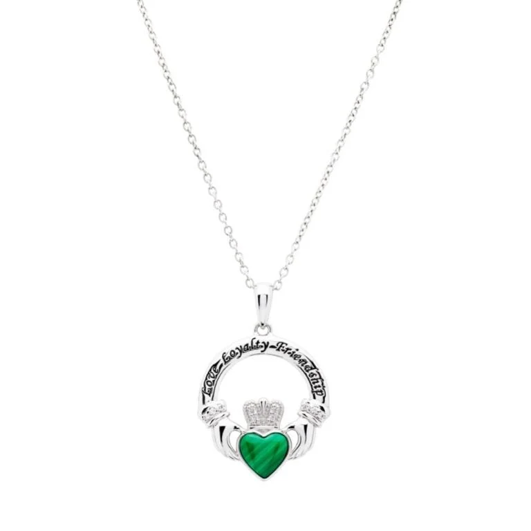 Sterling Silver Claddagh Malachite Pendant