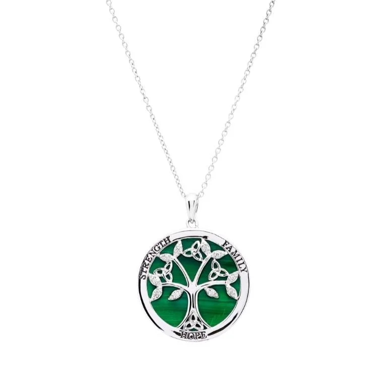 Sterling Silver Tree of Life Malachite Pendant