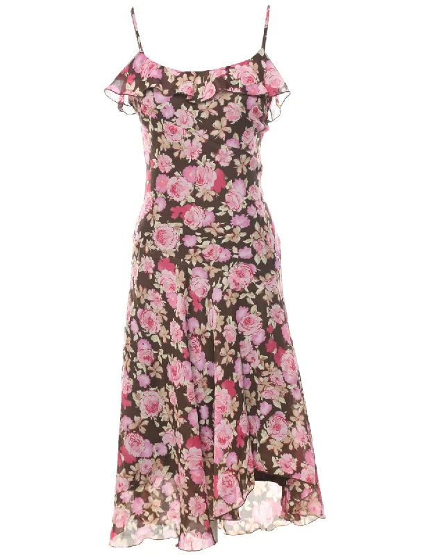 Floral Print Y2K Dress - M