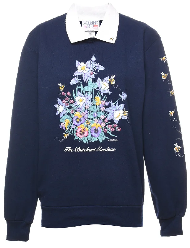 Floral Printed 1990s Sweatshirt - S