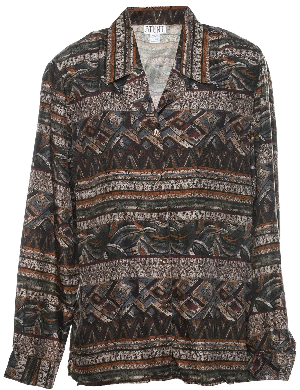 Geometric Silk Blouse - L