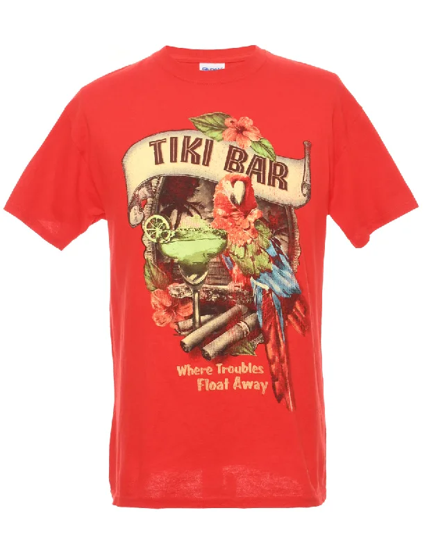 Gildan Red Printed T-shirt - M