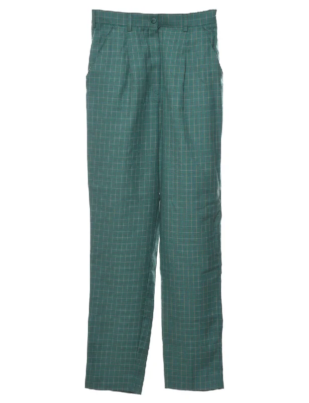 Green Checked Trousers - W26 L30