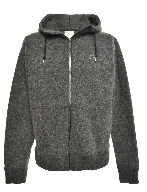 Grey Hooded Cardigan - M