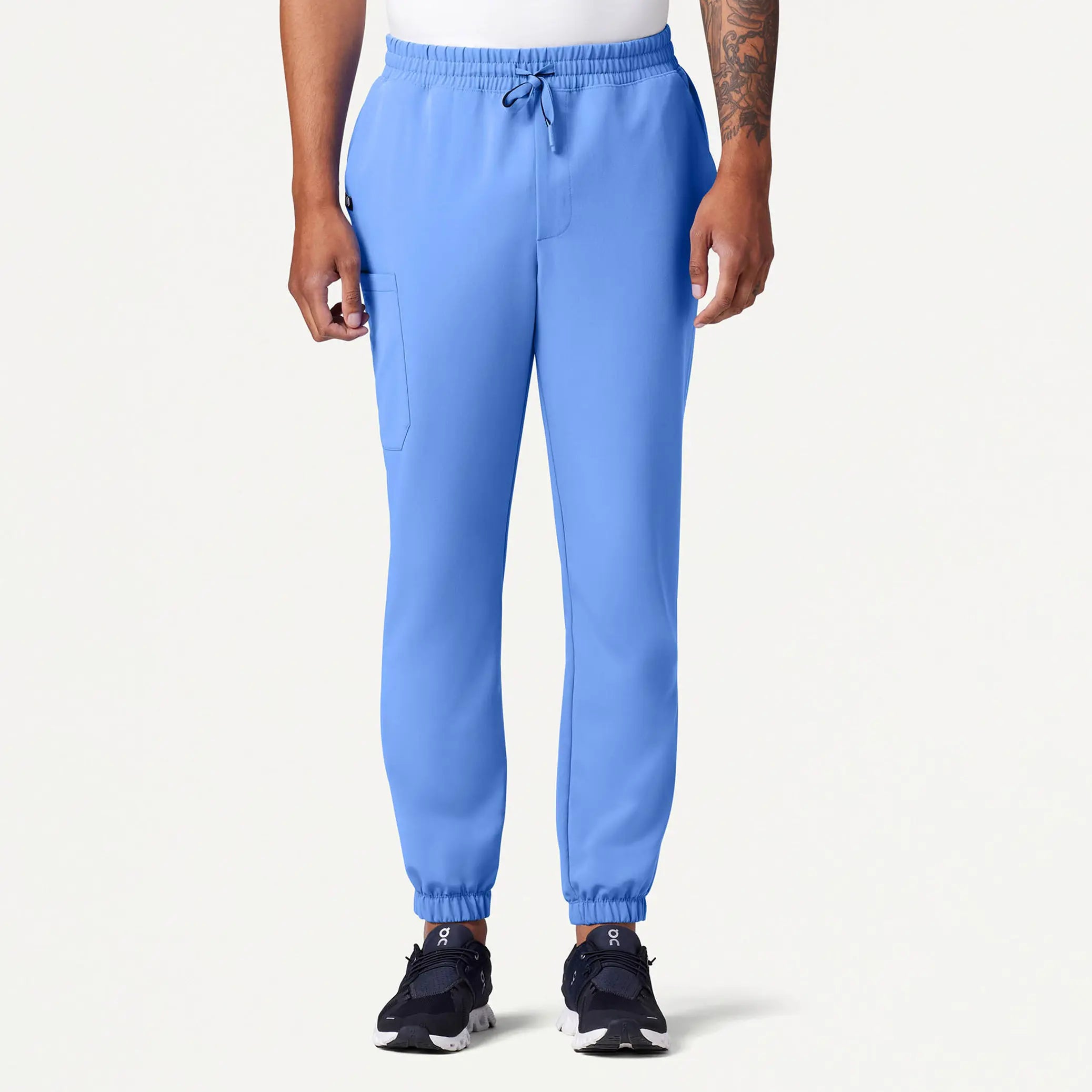 Jaanuu Men's Rhodes Slim Crossover Scrub Jogger - Ceil Blue