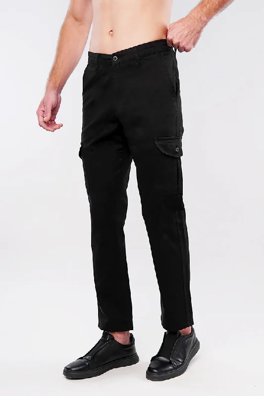 Straight Cargo Pants - Black