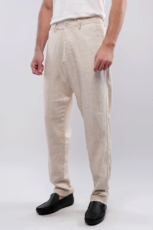 Textured Linen Pants - Cream