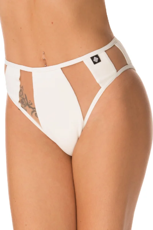 Poledancerka Rays High Leg Bottoms - Ivory White